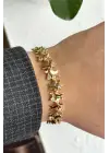 Zirkon Taşlı Full Kelebek Tasarım Kelepce Kadın Çelik Bileklik Altın Kararmaz Renk Atmaz