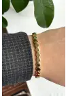 Vintage Kalp Tasarım Kelepçe Kadın Çelik Bileklik Altın Kararmaz Renk Atmaz