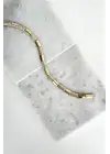 Zirkon Taşlı Çubuk Tasarım Kelepçe Kadın Çelik Bileklik Altın Kararmaz Renk Atmaz