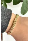 Çavuş Tasarım Kelepçe Kadın Çelik Bileklik Altın Kararmaz Renk Atmaz