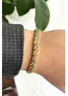 Çavuş Tasarım Kelepçe Kadın Çelik Bileklik Altın Kararmaz Renk Atmaz