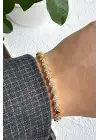 Kuyumcu İşçiliği Üçgen Tasarım Zirkon Taş Kelepce Kadın Çelik Bileklik Altın Kararmaz Renk Atmaz