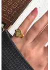 Gold Plaka Tasarım Zirkon Taşlı Kutup Yıldızı Model Ayarlanabilir Serçe Parmak Yuzugu Çelik Yüzük