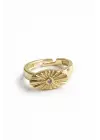 Vintage Gold Göz Motifli Nokta Zirkon Taşlı Tasarım Ayarlanabilir Serçe Parmak Yuzugu Çelik Yüzük