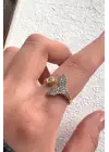 Çift Renk Seri Mermaid Balık Kuyruğu Tasarım Zirkon Taşlı Ayarlanabilir Çelik Yüzük Kararmaz