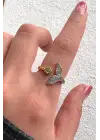Çift Renk Seri Mermaid Balık Kuyruğu Tasarım Zirkon Taşlı Ayarlanabilir Çelik Yüzük Kararmaz