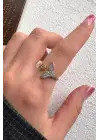 Çift Renk Seri Mermaid Balık Kuyruğu Tasarım Zirkon Taşlı Ayarlanabilir Çelik Yüzük Kararmaz