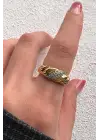 Çift Renk Seri Zirkon Taşlı Royal Chain Tasarım Ayarlanabilir Çelik Yüzük Kararmaz Renk Atmaz