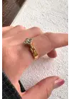 Çift Renk Seri Zirkon Taşlı Lucky Bloom Zirkon Taşlı Yonca Tasarım Ayarlanabilir Çelik Yüzük