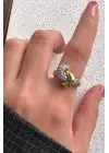 Çift Renk Seri Love Bond Düğüm Tasarım Zirkon Taşlı Ayarlanabilir Çelik Yüzük Kararmaz Renk Atmaz