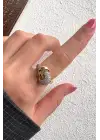 Çift Renk Seri Love Bond Düğüm Tasarım Zirkon Taşlı Ayarlanabilir Çelik Yüzük Kararmaz Renk Atmaz