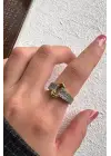 Çift Renk Seri Link Love Tasarım Zirkon Taşlı Ayarlanabilir Çelik Yüzük Kararmaz Renk Atmaz