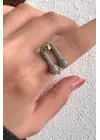 Çift Renk Seri Lock Me Tasarım Zirkon Taşlı Ayarlanabilir Çelik Yüzük Kararmaz Renk Atmaz