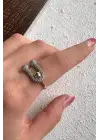Çift Renk Seri Lock Me Tasarım Zirkon Taşlı Ayarlanabilir Çelik Yüzük Kararmaz Renk Atmaz