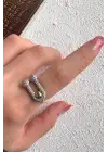 Çift Renk Seri Lock Me Tasarım Zirkon Taşlı Ayarlanabilir Çelik Yüzük Kararmaz Renk Atmaz