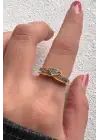 Çift Renk Seri Soft Knot Tasarım Zirkon Taşlı Model Ayarlanabilir Çelik Yüzük Kararmaz Renk Atmaz