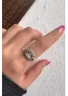 Çift Renk Seri Luna Disc Tasarım Zirkon Taşlı Ayarlanabilir Çelik Yüzük Kararmaz Renk Atmaz