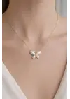 Full İnci Tasarım Kelebek Model 45 Cm Kadın Çelik Kolye Altın Kararmaz Renk Atmaz