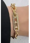 Gold Mess Ayarlanabilir Kadın Çelik Bileklik Altın Kararmaz Renk Atmaz