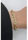 Gold Mess Ayarlanabilir Kadın Çelik Bileklik Altın Kararmaz Renk Atmaz