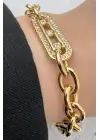 Gold Mess Ayarlanabilir Kadın Çelik Bileklik Altın Kararmaz Renk Atmaz