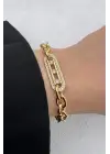 Gold Mess Ayarlanabilir Kadın Çelik Bileklik Altın Kararmaz Renk Atmaz
