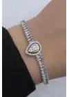 Gumussuyolucelikbileklik Baget Taşlı Damla Model Tasarım Kararmaz Renk Atmaz