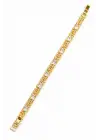 Gold Renk Vintage Greek Desenli Baget Taşlı Kadın Çelik Bileklik Kararmaz Renk Atmaz