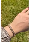Gold Renk Vintage Greek Desenli Baget Taşlı Kadın Çelik Bileklik Kararmaz Renk Atmaz
