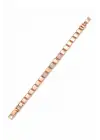 Rose Gold Kare Plaka Detaylı Zirkon Taşlı Kadın Çelik Bileklik Kararmaz Renk Atmaz