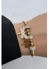 Gold Renk Yusufçuk Figürlü Zirkon Taşlı Kadın Çelik Bileklik Kararmaz Renk Atmaz