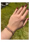 Rose Gold Çivili Spike Zirkon Taşlı Kadın Çelik Bileklik Kararmaz Renk Atmaz