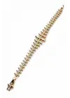 Cm Jewelry Gold Renk Yaprak Form Zirkon Taşlı Kadın Çelik Bileklik Kararmaz Renk Atmaz