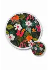 Katlanabilir Japon Yelpazesi 20 cm Mini El Yelpazesi Kılıflı Çantalık Tropical Bloom Aksesuar Siyah