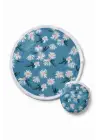Katlanabilir Japon Yelpazesi 20 cm Mini El Yelpazesi Çantalık Kılıflı Blue Daisy Aksesuar Mavi
