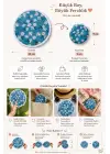 Katlanabilir Japon Yelpazesi 20 cm Mini El Yelpazesi Çantalık Kılıflı Blue Daisy Aksesuar Mavi