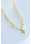 Yeni Sezon Incili Altın Renk Boncuklu 2 Cm Oval Uçlu 45 Cm Tasarım Bijuteri Doğal Taş Kolye Kararmaz
