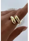 İthal Cilalı Damla Model Bombe Tasarım Ayarlanabilir Kadın Çelik Yüzük Gold Kararmaz Renk Atmaz
