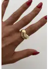 İthal Cilalı Kalp Model Bombe Tasarım Ayarlanabilir Kadın Çelik Yüzük Gold Kararmaz Renk Atmaz