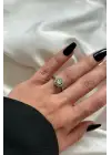 Baget Zirkon Taşlı Tek Taş Ayarlanabilir Tasarım Kadın Çelik Yüzük Gümüş Kararmaz Renk Atmaz