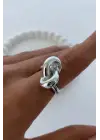 Cilalı Model Düğüm Tasarım Günlük Ayarlanabilir Kadın Çelik Yüzük Gümüş Kararmaz Renk Atmaz