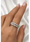 Yeni Sezon Çapraz Full Baget Zirkon Taşlı Model Ayarlanabilir Kadın Çelik Yüzük Gümüş Kararmaz