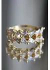 Yeni Sezon Çapraz Full Baget Zirkon Taşlı Model Ayarlanabilir Kadın Çelik Yüzük Gold Kararmaz