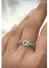 Baget Zirkon Taşlı Vintage Model Ayarlanabilir Kadın Çelik Yüzük Gümüş Kararmaz Renk Atmaz