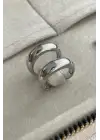 Özel Cilalı Ikili Görünüm Ayarlanabilir Kadın Çelik Yüzük Gümüş Kararmaz Renk Atmaz