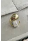 Cilalı Droplet Tasarım Kadın Çelik Yüzük Gold Kararmaz Renk Atmaz