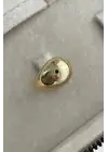 Cilalı Droplet Tasarım Kadın Çelik Yüzük Gold Kararmaz Renk Atmaz