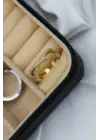 Çapraz Tasarım Zirkon Taşlı Ayarlanabilir Kadın Çelik Yüzük Gold Kararmaz Renk Atmaz
