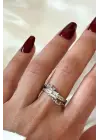Shiny Tasarım Ayarlanabilir Kadın Çelik Yüzük Gümüş Kararmaz Renk Atmaz