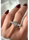 Punch Model Zirkon Taşlı Tasarım Ayarlanabilir Kadın Çelik Yüzük Gri Kararmaz Renk Atmaz